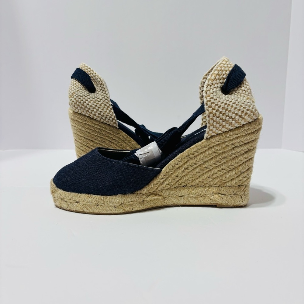 Soludos Blue and Cream
Espadrille Wedges with Ankle Strap - Picture 4 of 9